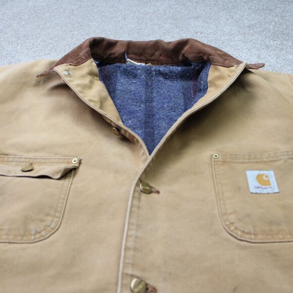 VTG Carhartt Jacket Mens XL Brown Detroit Chore Barn Blanket-Lined Distressed - Picture 3 of 16
